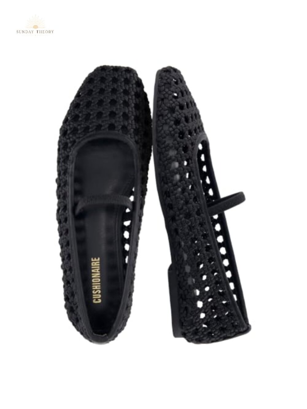 Women's Woven Ballet Flats - Square Toe Mary Jane with Elastic Strap